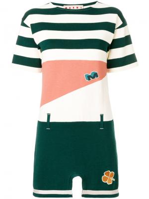 Colourblock striped T-shirt dress Marni. Цвет: белый