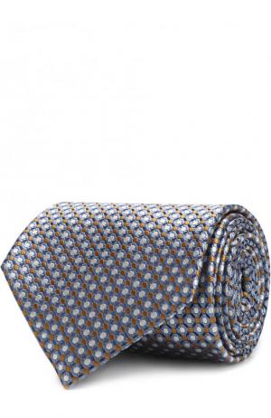 Шелковый галстук с узором Brioni. Цвет: светло-голубой