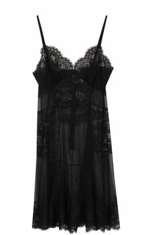 Шелковая кружевная сорочка Dolce & Gabbana. Цвет: черный