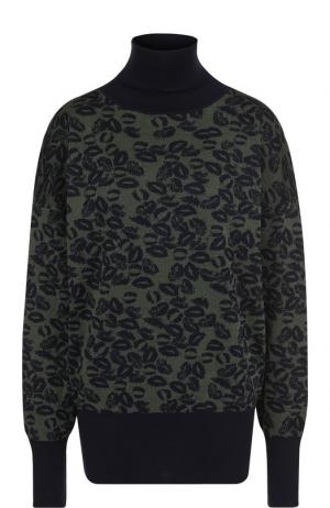 Вязаный пуловер с принтом и высоким воротником Sonia Rykiel. Цвет: зеленый