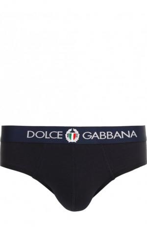 Хлопковые брифы с широкой резинкой Dolce & Gabbana. Цвет: синий
