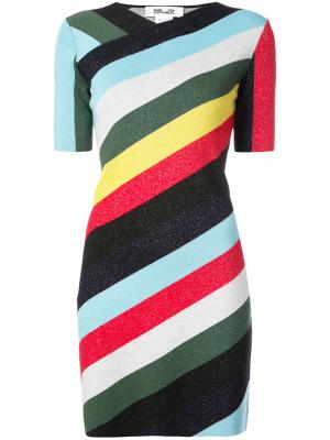Полосатое платье с отделкой металлик Dvf Diane Von Furstenberg. Цвет: многоцветный