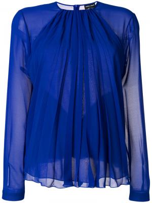Полупрозрачная присборенная блузка Giorgio Armani. Цвет: синий