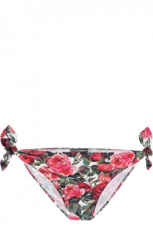 Плавки-бикини с цветочным принтом и бантами Dolce & Gabbana. Цвет: розовый