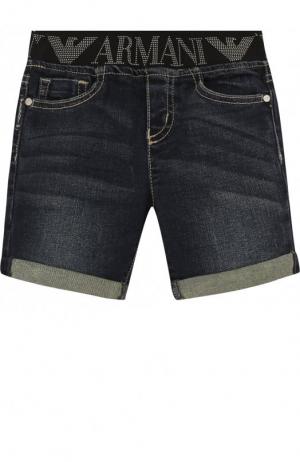 Джинсовые шорты с эластичным поясом Armani Junior. Цвет: темно-синий