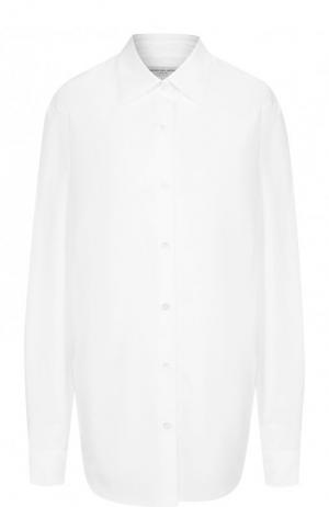 Однотонная хлопковая блуза Dries Van Noten. Цвет: белый