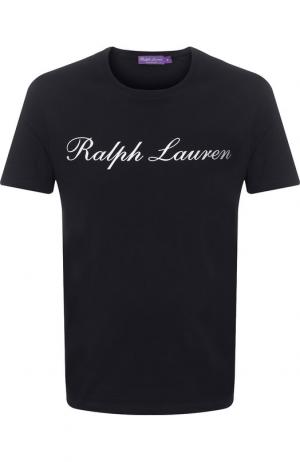 Хлопковая футболка с логотипом бренда Ralph Lauren. Цвет: темно-синий