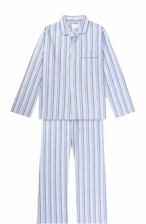 Хлопковая пижама в полоску Derek Rose. Цвет: голубой