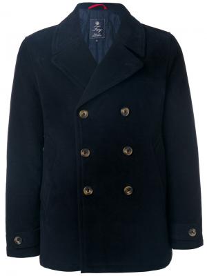 Классическое двубортное пальто Fay. Цвет: синий