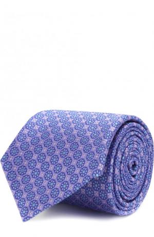 Шелковый галстук с узором Canali. Цвет: сиреневый