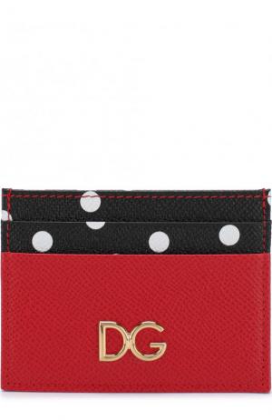 Кожаный футляр для кредитных карт с принтом Dolce & Gabbana. Цвет: красный