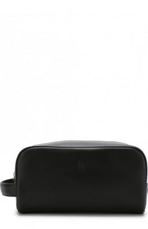 Кожаный несессер на молнии Polo Ralph Lauren. Цвет: черный