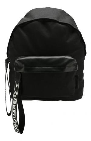 Текстильный рюкзак с внешним карманом на молнии Dsquared2. Цвет: черный
