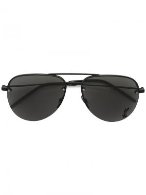 Солнцезащитные очки авиаторы Monogram Saint Laurent Eyewear. Цвет: чёрный