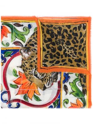 Платок с леопардовым принтом Dolce & Gabbana. Цвет: многоцветный
