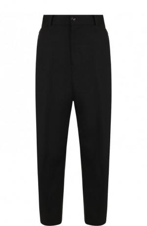 Однотонные укороченные брюки из шерсти Yohji Yamamoto. Цвет: черный