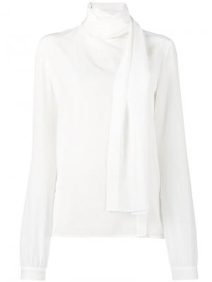Блузка с длинными рукавами и воротником-шарфом Saint Laurent. Цвет: белый