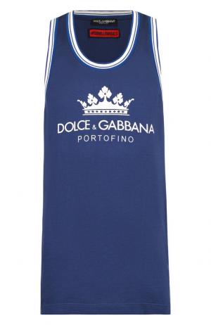 Хлопковая майка с круглым вырезом Dolce & Gabbana. Цвет: синий