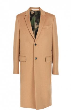 Шерстяное однобортное пальто с английским воротником Valentino. Цвет: бежевый