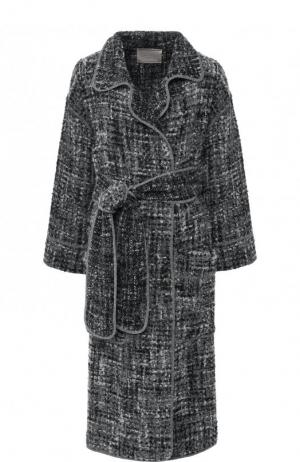 Вязаное пальто с поясом Tak.Ori. Цвет: темно-серый
