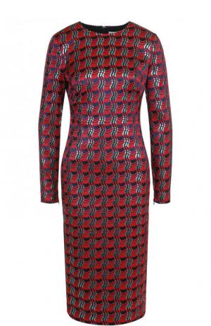 Приталенное платье-миди с длинным рукавом Diane Von Furstenberg. Цвет: красный
