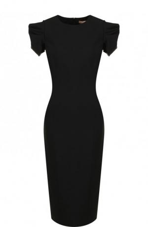 Однотонное шерстяное платье-миди с круглым вырезом Michael Kors Collection. Цвет: черный