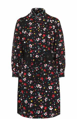 Шелковое мини-платье с принтом и поясом Marc Jacobs. Цвет: черный