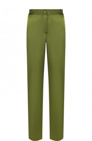 Шелковые брюки прямого кроя с контрастными лампасами Equipment. Цвет: зеленый