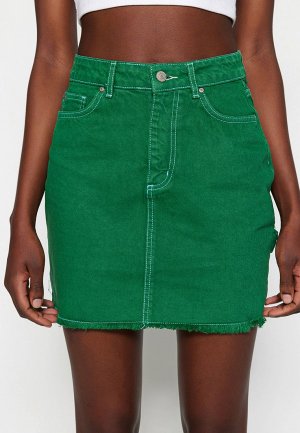 Юбка джинсовая Trendyol. Цвет: зеленый
