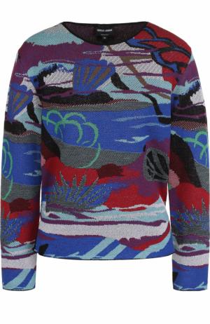 Пуловер с круглым вырезом и принтом Giorgio Armani. Цвет: разноцветный