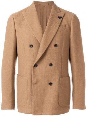 Двубортный пиджак Lardini. Цвет: коричневый