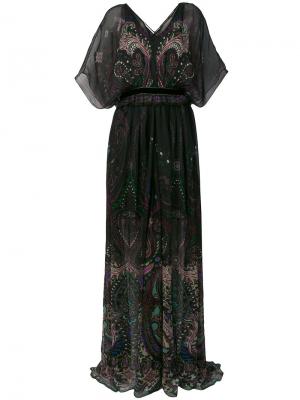 Длинное платье с узором пейсли Roberto Cavalli. Цвет: чёрный