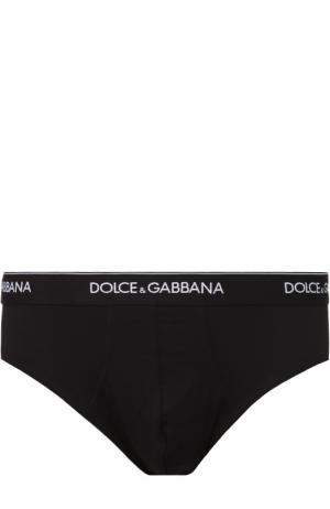 Комплект из двух хлопковых брифов с широкой резинкой Dolce & Gabbana. Цвет: черный