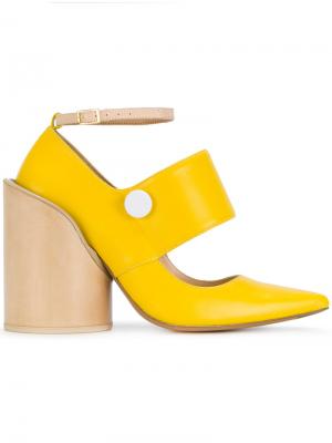 Туфли-лодочки с заостренным носком на блочном каблуке Jacquemus. Цвет: жёлтый и оранжевый