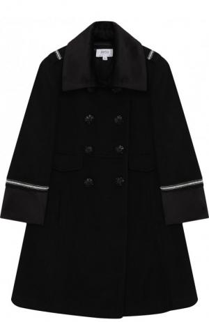 Двубортное пальто из шерсти с декоративной отделкой Aletta. Цвет: черный