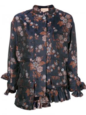 Жаккардовый пиджак с цветочным принтом Erika Cavallini. Цвет: синий