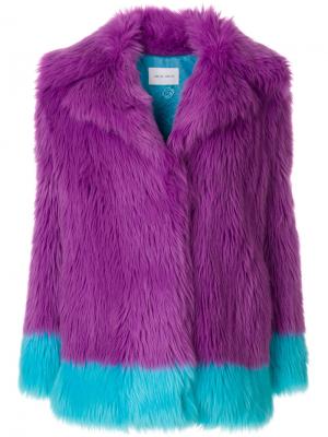 Двухцветная куртка из искусственного меха Alberta Ferretti. Цвет: розовый и фиолетовый