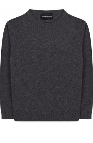 Хлопковый пуловер Emporio Armani. Цвет: серый