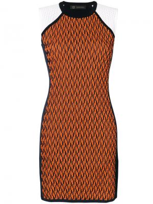 Асимметричное вязаное платье Versace. Цвет: жёлтый и оранжевый