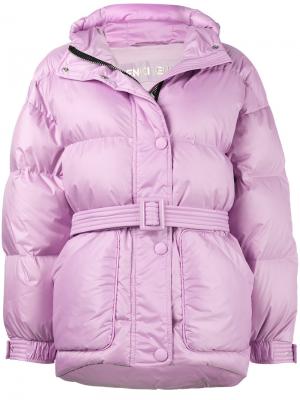 Дутая куртка с поясом Michelin Ienki. Цвет: розовый и фиолетовый