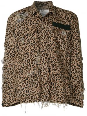 Куртка с леопардовым принтом R13. Цвет: коричневый