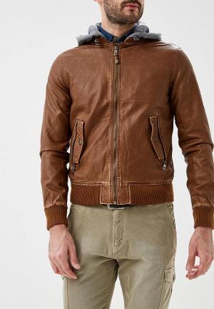 Куртка кожаная Alcott. Цвет: коричневый