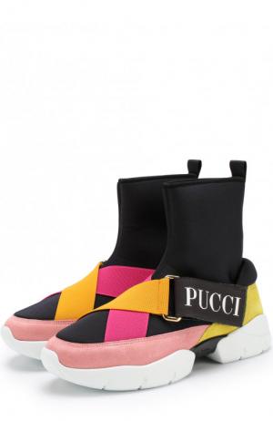 Комбинированные кроссовки с эластичными лентами Emilio Pucci. Цвет: розовый