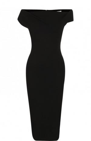 Однотонное платье-футляр с вырезом-лодочка Victoria Beckham. Цвет: черный