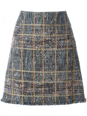 Твидовая юбка с необработанными краями Etro. Цвет: многоцветный