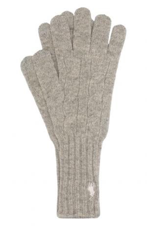 Перчатки из смеси шерсти и кашемира Polo Ralph Lauren. Цвет: светло-серый