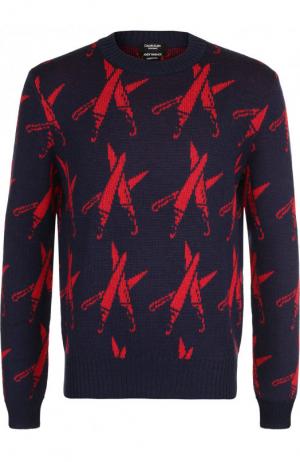 Шерстяной свитер с принтом CALVIN KLEIN 205W39NYC. Цвет: темно-синий