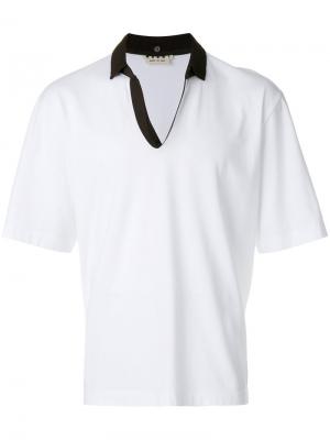Рубашка-поло с V-образной горловиной Marni. Цвет: белый