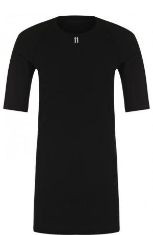 Хлопковая удлиненная футболка 11 by Boris Bidjan Saberi. Цвет: черный