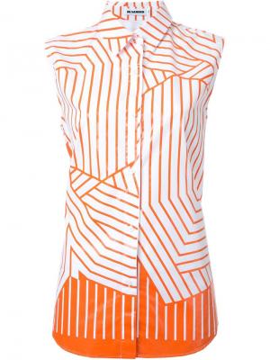 Полосатая рубашка без рукавов Jil Sander. Цвет: жёлтый и оранжевый